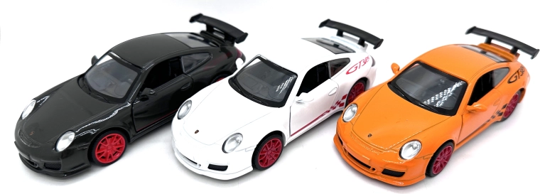 Modelo de coche metálico Porsche 911 GT3 RS con luces y sonidos