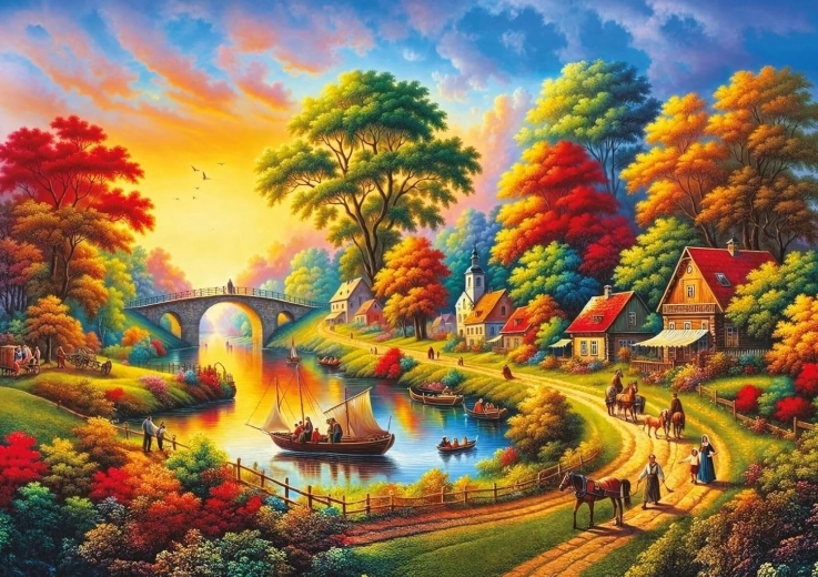 Art Puzzle festival junto al río – puzzle de 1500 piezas