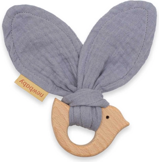Mordedor infantil con pajarito New Baby Bird, gris