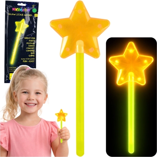 Varita mágica luminosa con estrella neón 22 cm