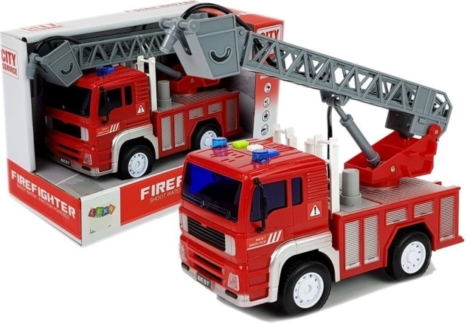 Camión de bomberos con tracción por fricción y efectos de sonido