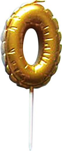 Vela para tarta con número 0 dorada 6 cm