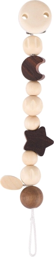 Cadena para chupete Goki con motivo de luna y estrella, natural - 1 unidad