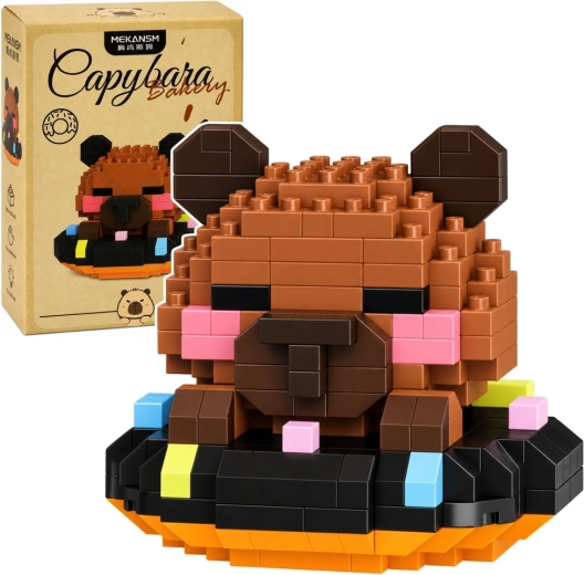 Mini set de construcción capibara en donut marrón (306 piezas)