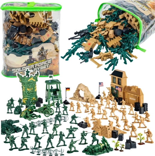 Base militar: figuras de soldados y vehículos, gran set de 400 piezas