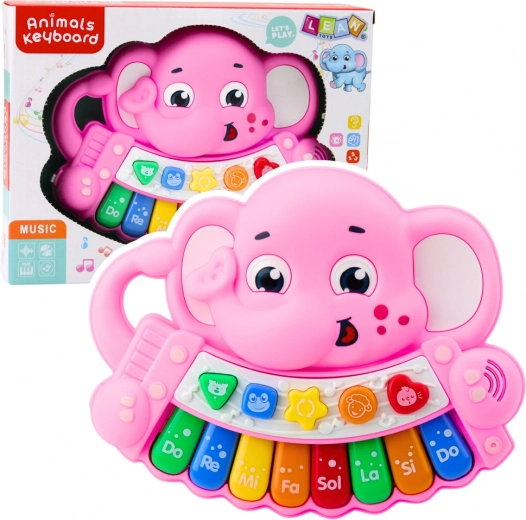 Piano rosa interactivo Elefantito – Melodías, escala, sonidos de animales