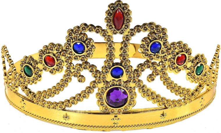 Corona de carnaval para princesa dorada con gemas - 1 unidad