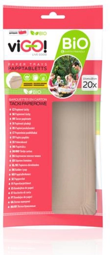 Bandejas de papel bio VIGO marrones 13 × 20 cm, 20 uds