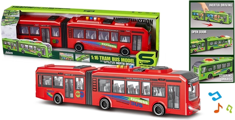 Autobús biarticulado – vehículo infantil con sonidos y luces