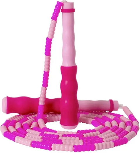 Cuerda de saltar infantil con cuentas Merco rosa de 2,8 m - 1 unidad