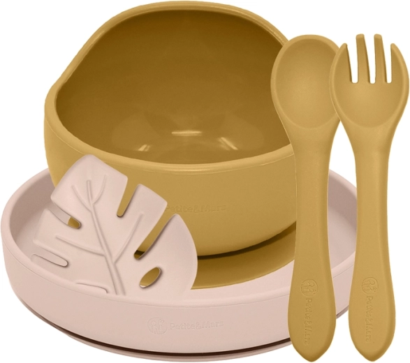 PETITE&MARS set de alimentación de silicona TAKE&MATCH 4 uds Intense Ochre / Desert Sand 6m+