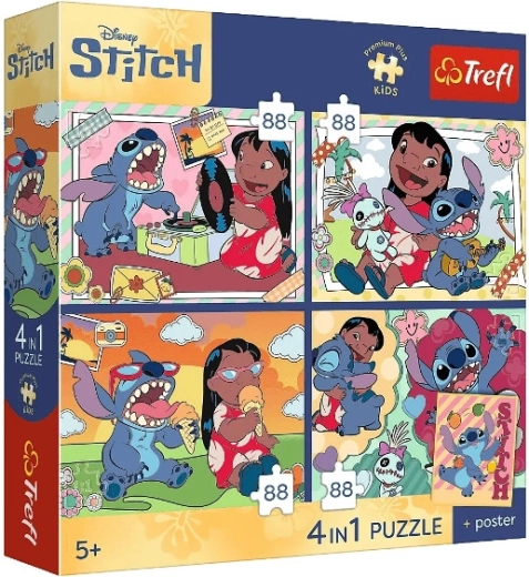 Puzzle infantil premium de Stitch – 4x88 piezas (motivo espacial)