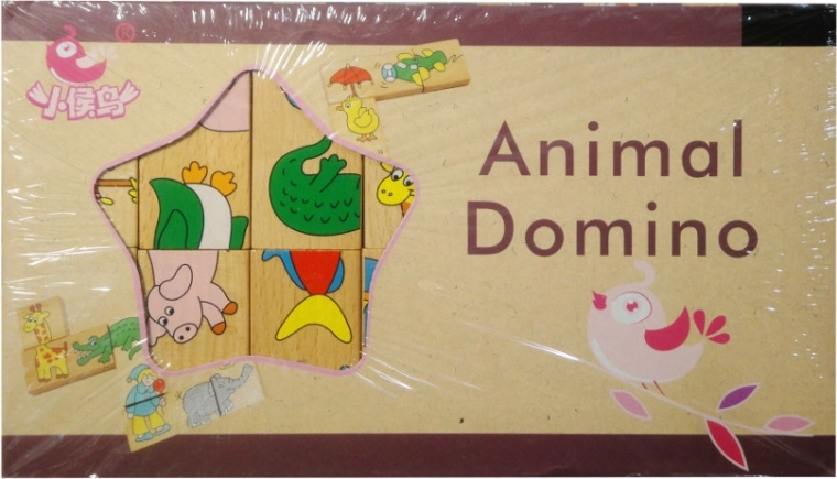Dominó de madera con animalitos