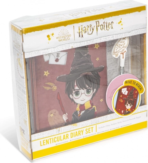 set de diario lenticular Harry Potter con bolígrafo, pegatinas y notas adhesivas