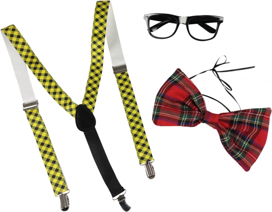 Set de carnaval con pajarita, gafas y tirantes