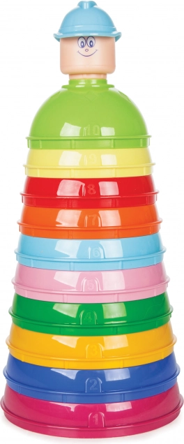 Juego de construcción: pirámide de vasos de colores