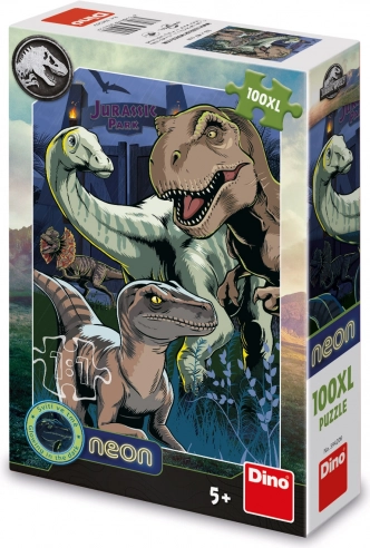 Puzzle con motivo de Mundo Jurásico - 100 piezas XL neón