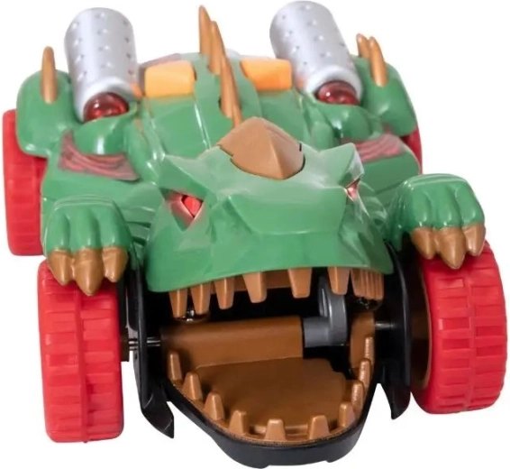 Diseño de dinosaurio sobre ruedas