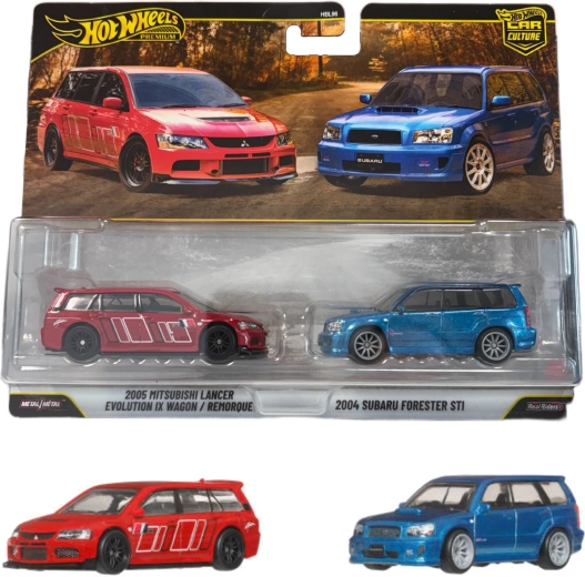 Hot Wheels Premium pack doble – 2004 Subaru Forester STI y 2005 Mitsubishi Lancer Evolution