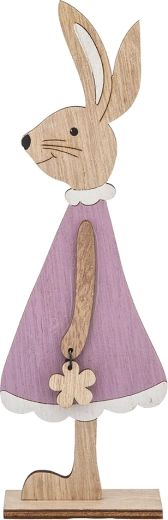 Figura de señora conejita con vestido de terciopelo, morada, 22,5 cm