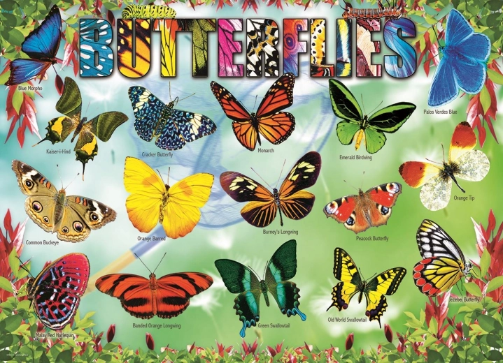 Puzle de mariposas de jardín de 100 piezas