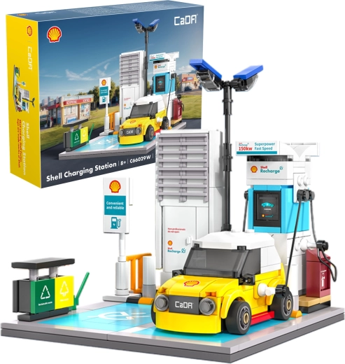 Kit de construcción CaDA Estación de carga Shell para vehículos eléctricos, 308 piezas