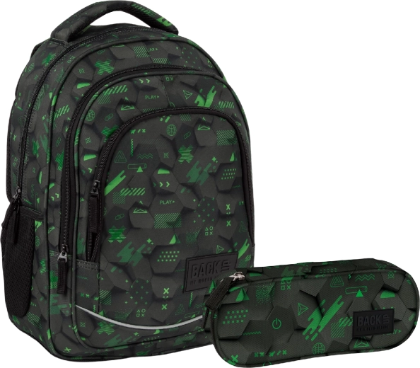 Set escolar en oferta BackUP Hexa Game 2 en 1 – mochila y estuche