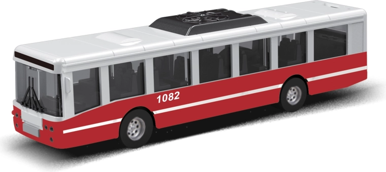 Autobús de transporte público con mecanismo de inercia 16 cm – rojo