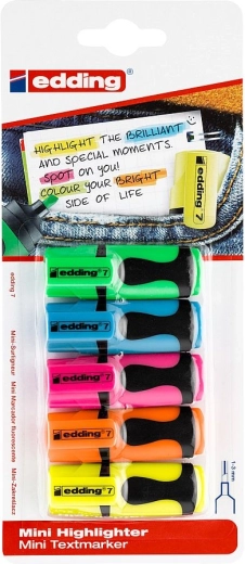 Set de mini subrayadores Edding 7 en colores neón (5 unidades)
