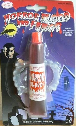 Dientes de vampiro con sangre artificial para disfraces infantiles