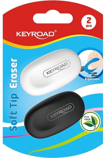 Goma de borrar suave KEYROAD, ergonómica, 2 uds