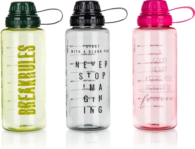 Botella deportiva de agua de 1 l de tritán WALLY, mix de colores