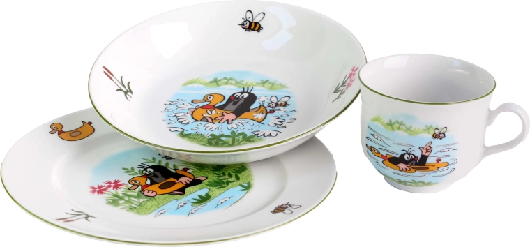 Juego infantil de vajilla de porcelana THUN Topito 3 piezas – mezcla de motivos
