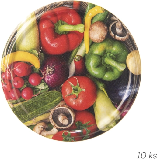 Tapa metálica para conservas TO 82 bio con motivo de verduras (10 uds)