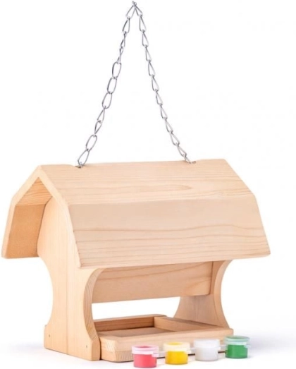Comedero de madera para pájaros para pintar
