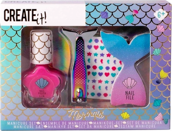 Create It! manicura marina – set infantil de uñas con esmalte rosa y pegatinas