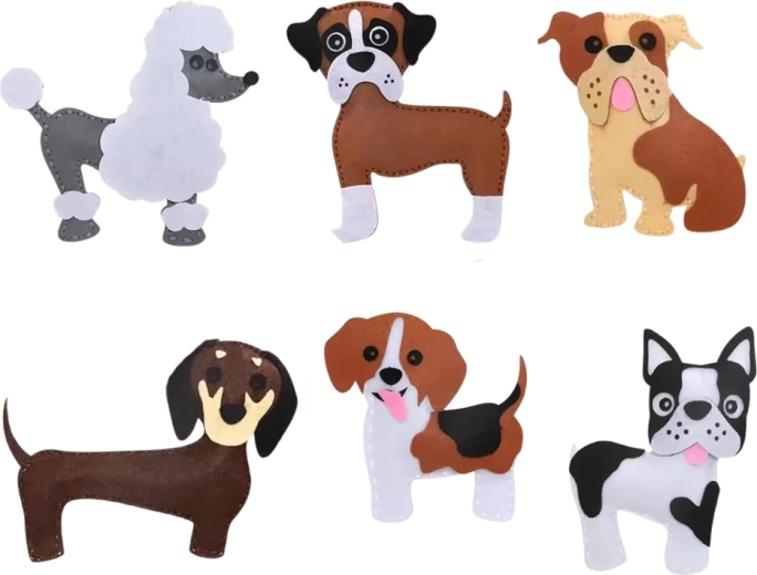 6 perritos de fieltro en un solo kit