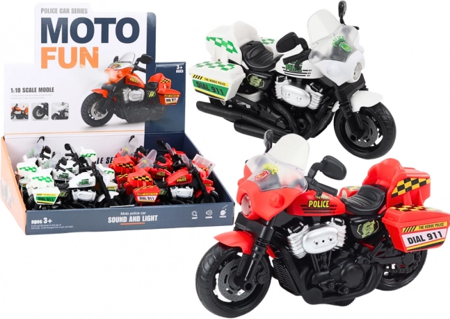 Motocicleta de Policía 1:10 Luces Sonidos Blanca Roja