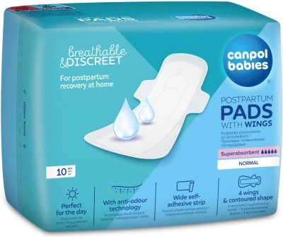 Compresas posparto ultrafinas con alas CANPOL babies (día) 10 uds