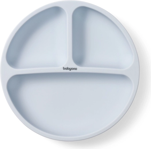 Plato infantil de silicona con ventosa Babyono azul 6 m+