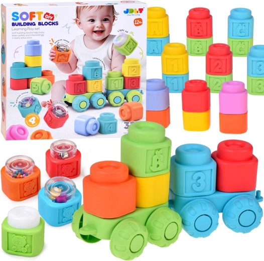 Cubos de goma sensoriales blandos 3 en 1 con sonido y luz