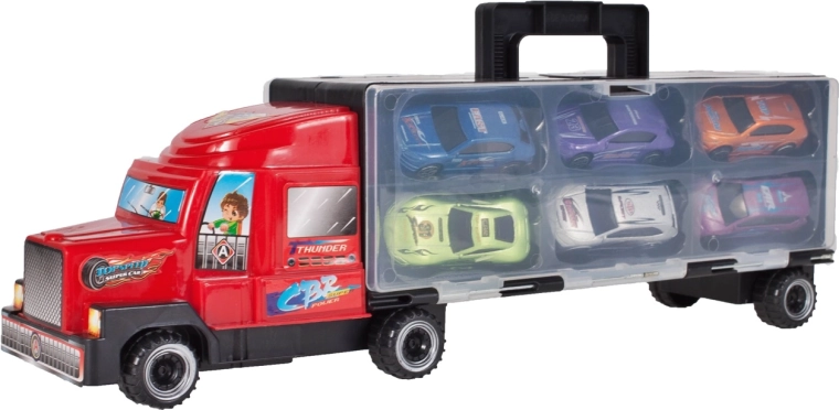Camión con coches metálicos