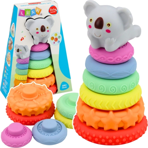 Torre sensorial apilable con koala, 7 piezas
