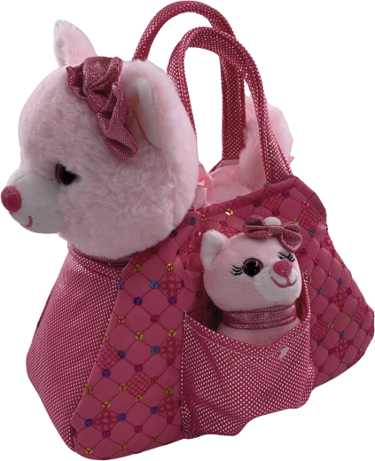 Bolso de peluche con gato y gatito