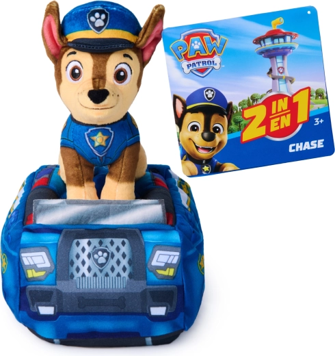 PAW Patrol Chase 2 en 1: cochecito de peluche con perrito 20 cm