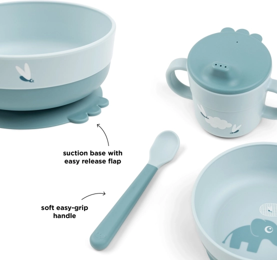 Done by Deer primer set de comida Foodie con ventosa Elphee azul