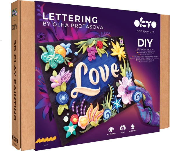 Set artístico OKTO Lettering para pintar con pasta «LOVE» 30 × 40 cm
