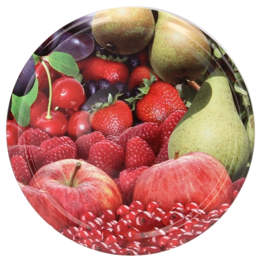 Tapas para conservas de 82 mm con motivo de fruta, 6 muescas – paquete de 660 uds.