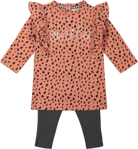 Dirkje conjunto para niña de vestido y leggings de lunares rosas