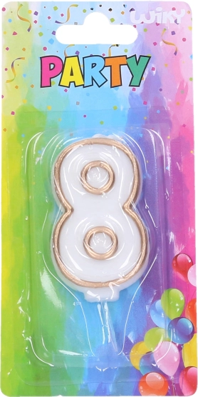 Vela de fiesta con forma de número 8 - dorada